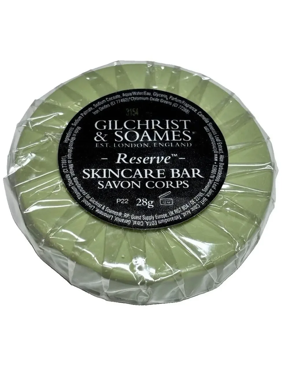 Gilchrist & Soames Reserve Skincare Bar Aloe 28g Soap Green New Sealed Travel